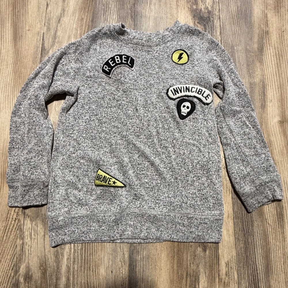 Streetwear Afton Street Sweatshirt Gray Patchwork Rebel Skater Kids 4T